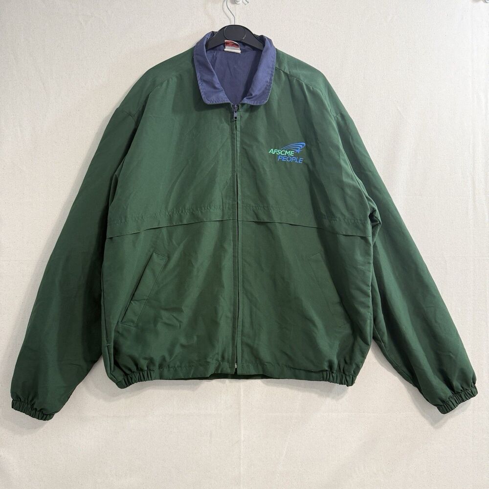 Union Line Vintage AFSCME PEOPLE Windbreaker Jacket Green Size Large Men